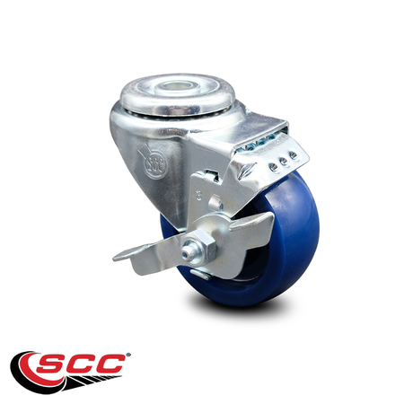 SERVICE CASTER 3 Inch Solid Polyurethane Wheel Swivel Bolt Hole Caster with Brake SCC SCC-BH20S314-SPUS-TLB